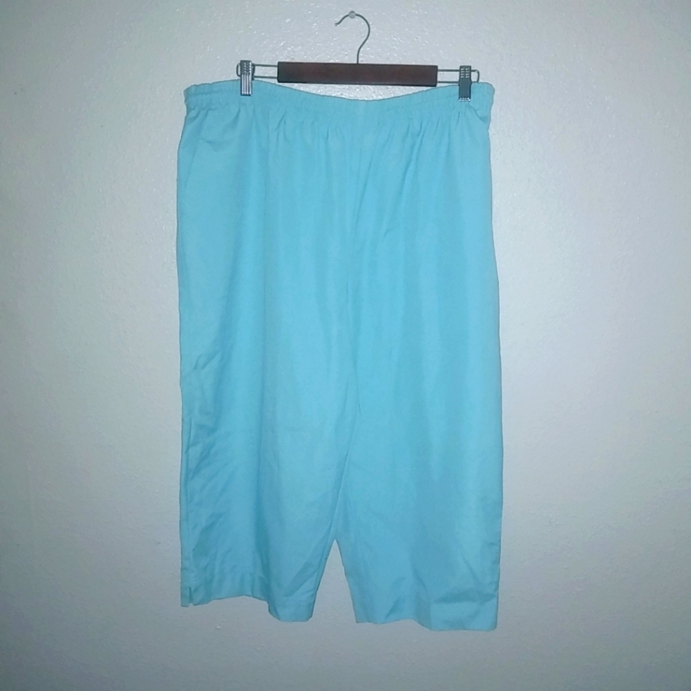 Napa Valley 20W Pull-On Turquoise Summer Capri Pants Plus